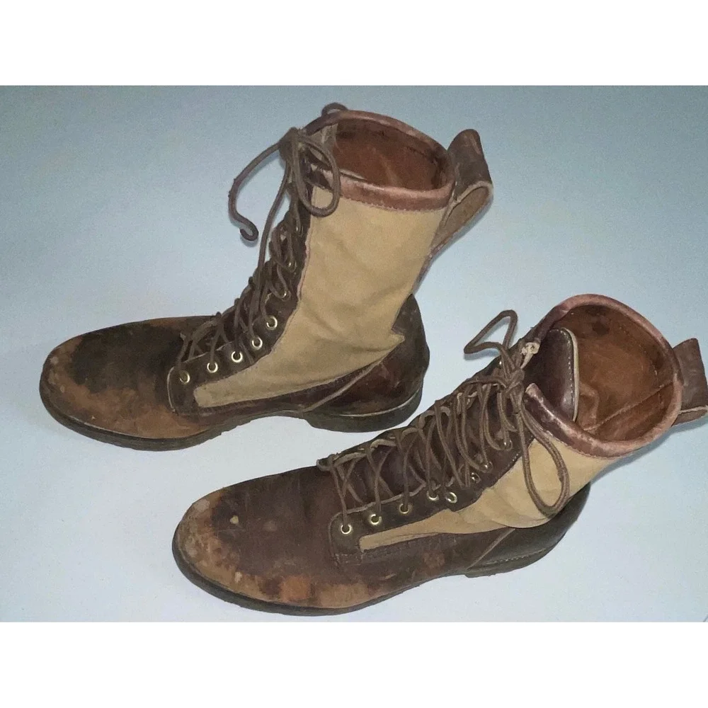 Filson Upland Boots Mens 14 D Brown Leather Canvas Vibram Gumlite Hunting 84574
